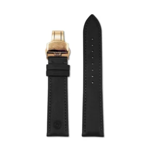 Black Nappa Leather Watch Strap | Rose Gold Clasp