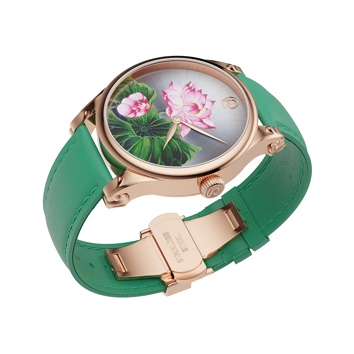 Renazco-Renaissance Collection-Hand-Painted Lotus Flower Watch - Image 2