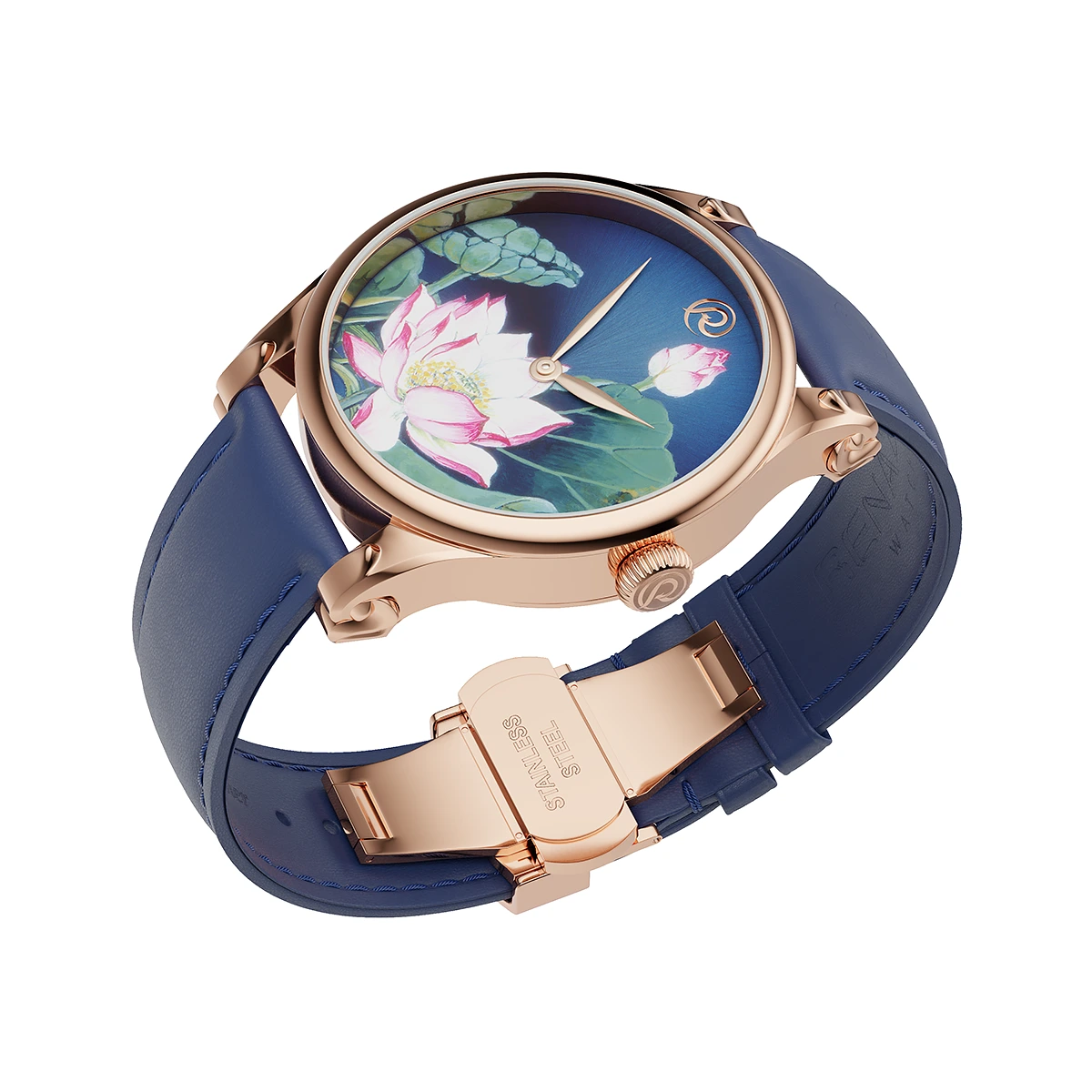 Renazco-Renaissance Collection-Hand-Painted Lotus Flower Watch - Image 3