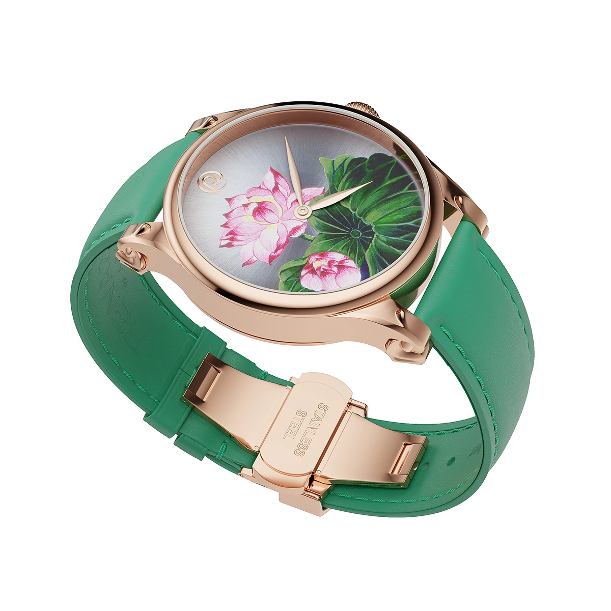Renazco-Renaissance Collection-Hand-Painted Lotus Flower Watch - Image 3