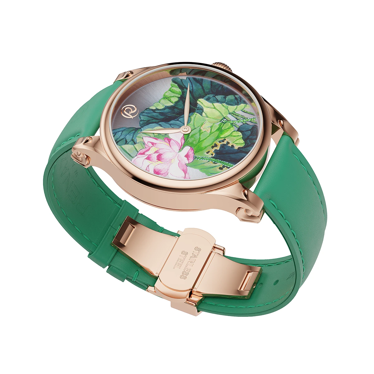 Renazco-Renaissance Collection-Hand-Painted Lotus Flower Watch - Image 3